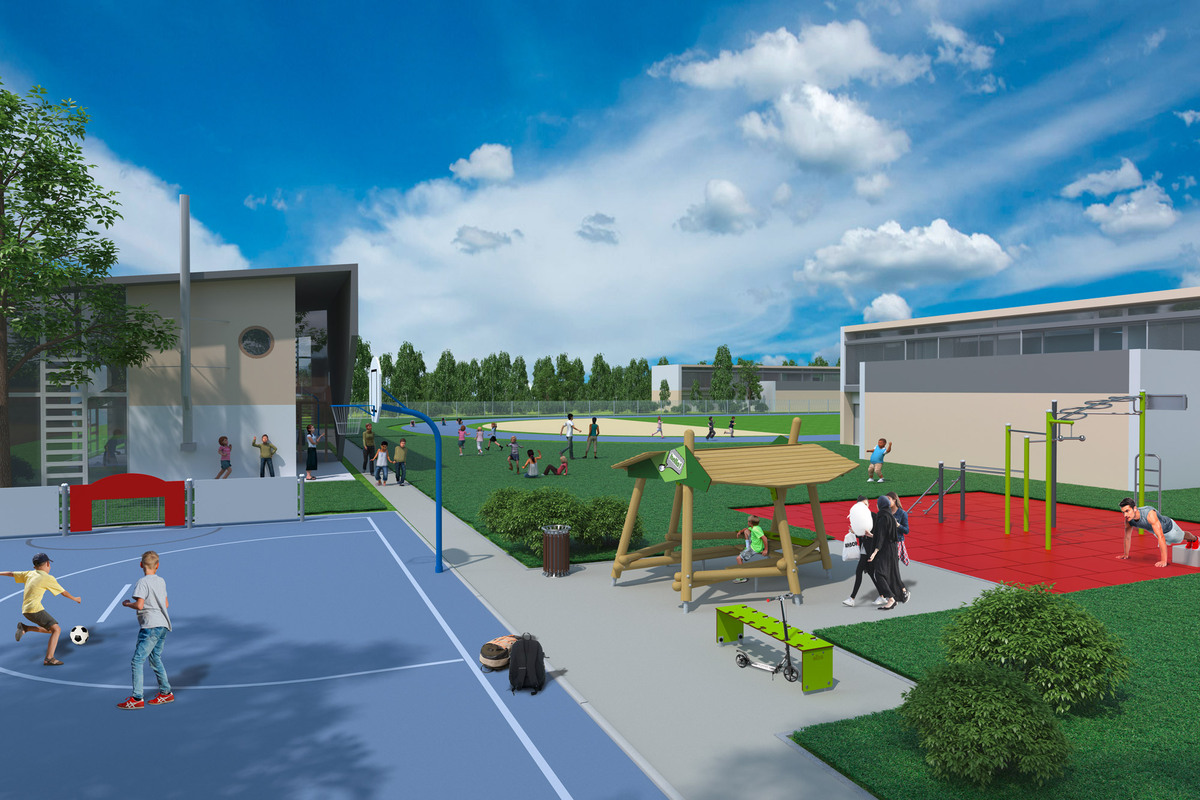 school playground design - visualisation of a versatilely designed playground